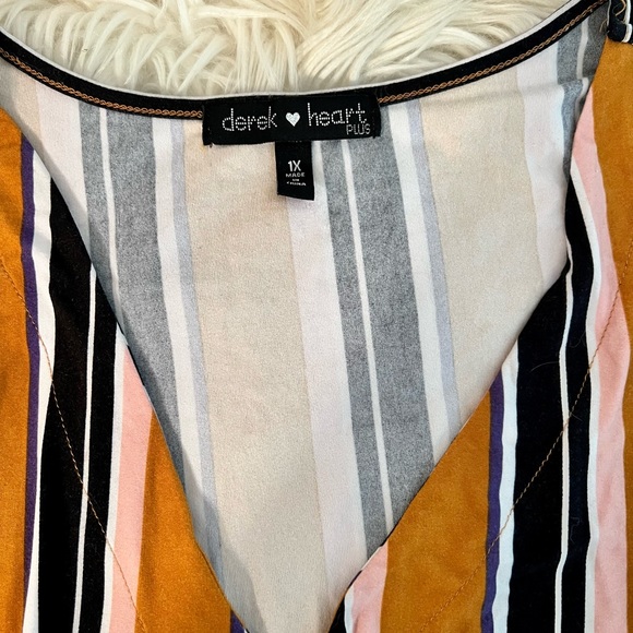 Derek Heart Plus multi-colored striped skater dress, size 1X. - Picture 2 of 3